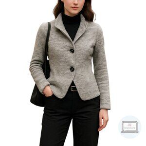 Cabi Womens Hourglass Jacket Blazer 596 Heather Gray Button Front Size S